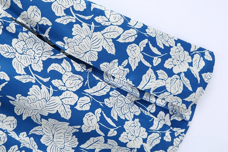 

Spring New Flower Print Elegant Midi Dress Women Square Collar Long Sleeve A-line Party Split Dress Lady WB1020