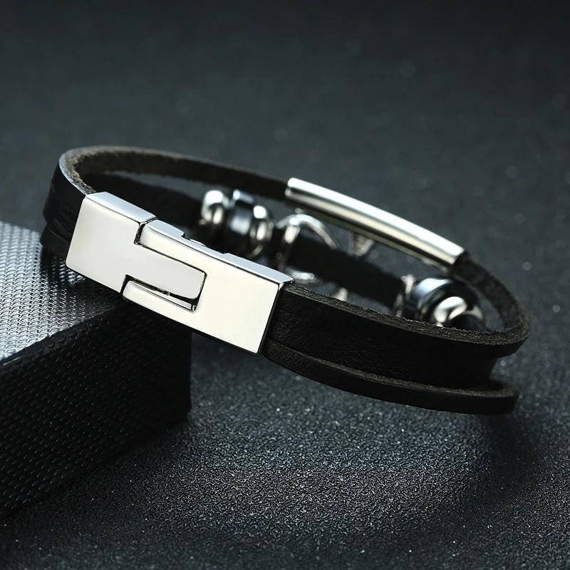 ANKA CROSS TRIPLE LEATHER BRACELET FOR MEN JEWELRY | Украшения и аксессуары