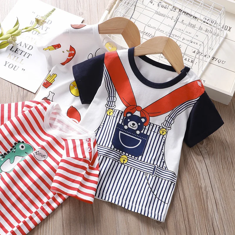 Детская летняя футболка с коротким рукавом мультяшная одежда топы из хлопка