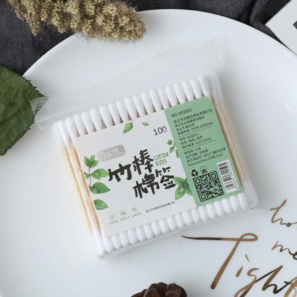 

10/100pcs Cotton Swab Eco-Friendly Bagged Disposable Cotton Buds Swab Beauty Salon Makeup Tool Tattoo Cleaning Cotton Buds Stick