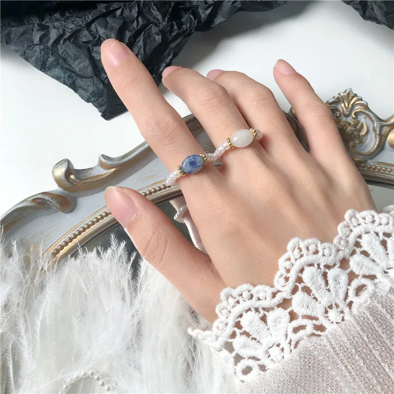

2021 South Korea new temperament contracted restore ancient ways pearl ring.A stylish woman's ring.Jewelry wholesale party gifts