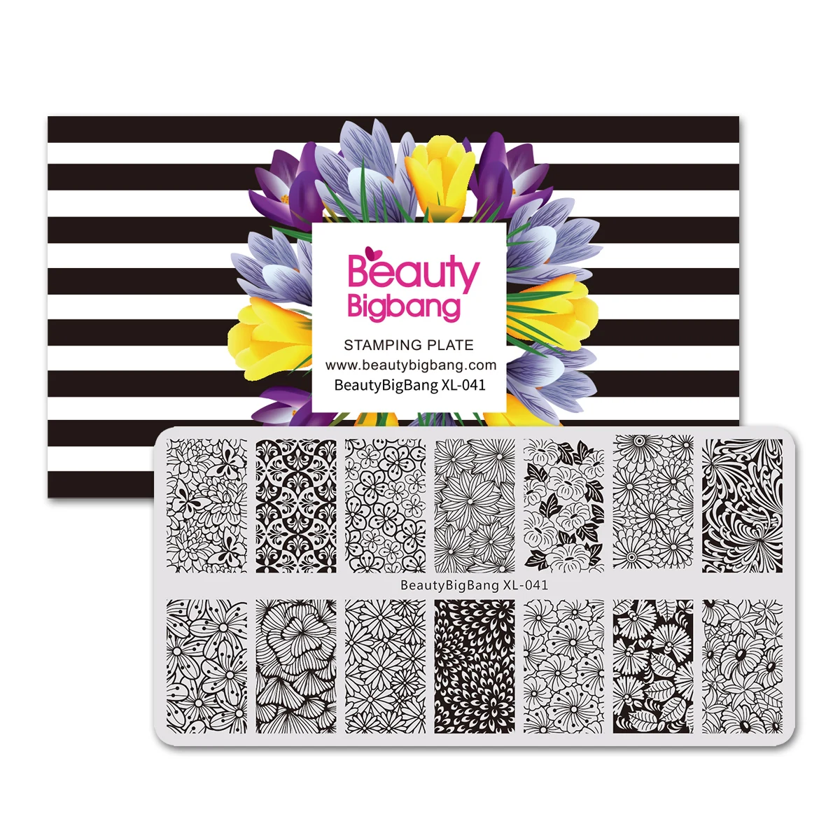 BEAUTYBIGBANG 6*12 см Прямоугольный для нейл арта шаблон штампа цветок цветочное