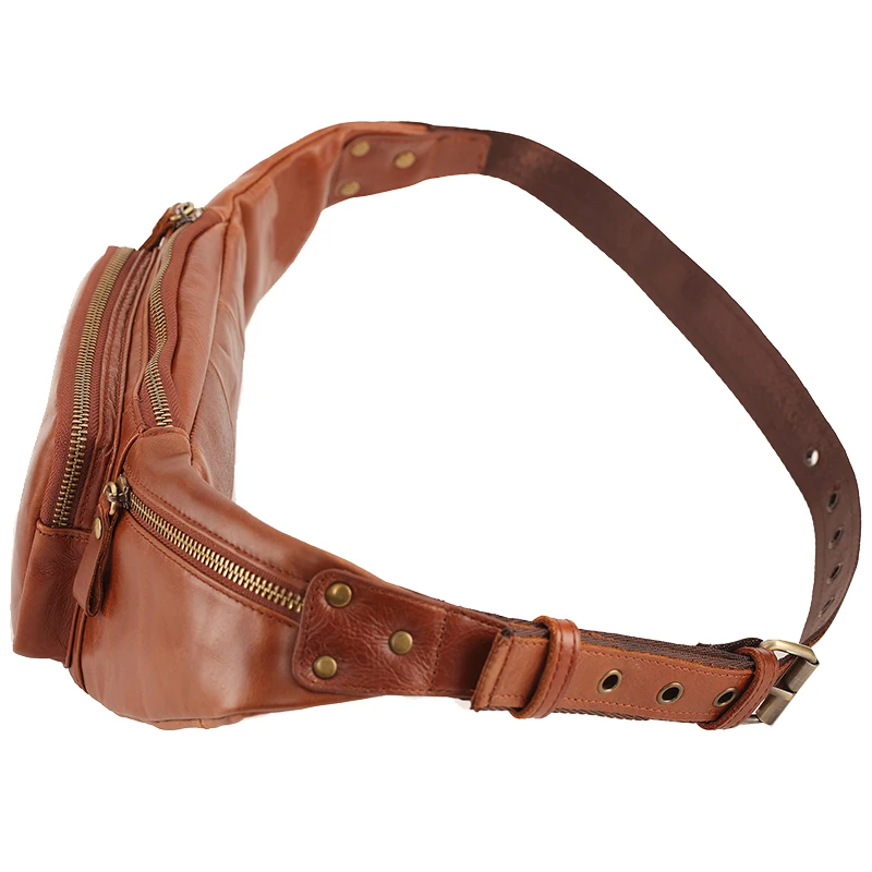 

PI UNCLE Fashionable Retro Men's Belt Bag Leather Multifunctional Shoulder Messenger Bag Chest Bag