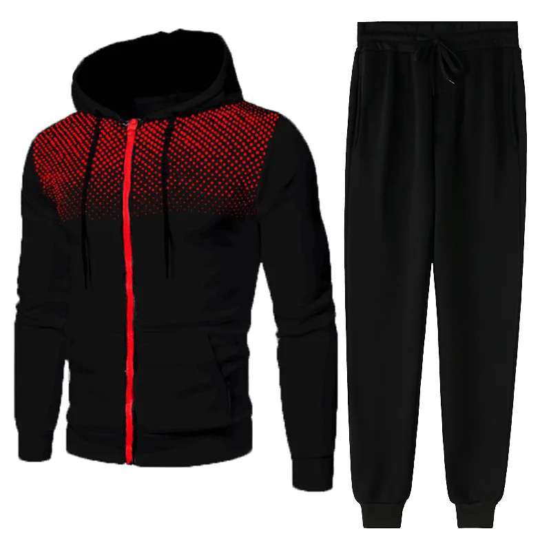 Track suit men's suit two-piece men's sportswear zipper hoodie pants sports suit casual sports shirt trend clothing sports suit