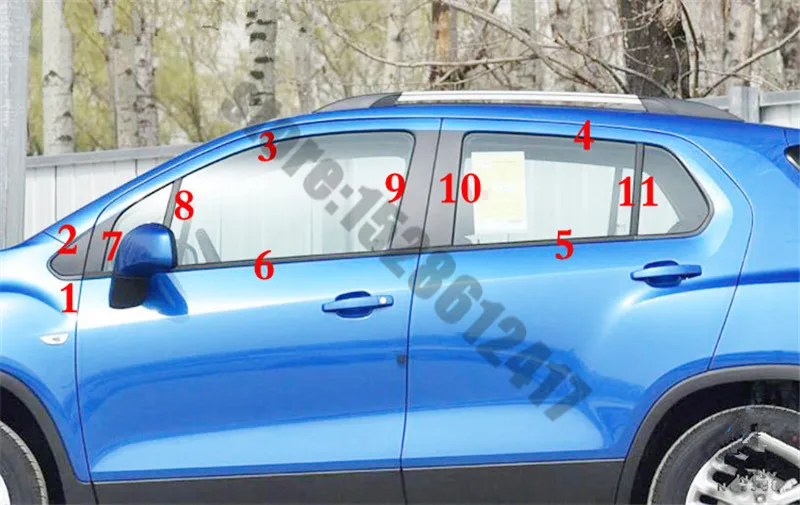

Для Chevrolet Trax/Tracker 2014 ~ 2018, Стайлинг автомобиля, нержавеющая сталь, отделка окон, рамка, подножка, ремень, планки с центральной стойкой, дождевик