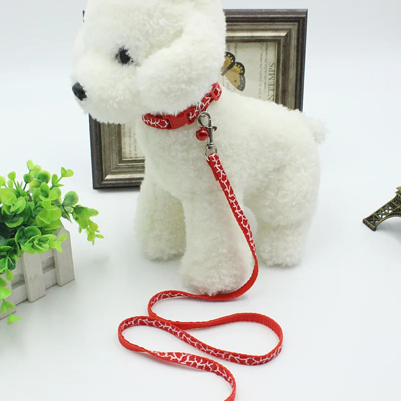 Nylon Dog Harness and Pet Leash with Bell For Small Medium Cat Collar Applique Chain Rope Dot/Bone/Paw Print Strap | Дом и сад