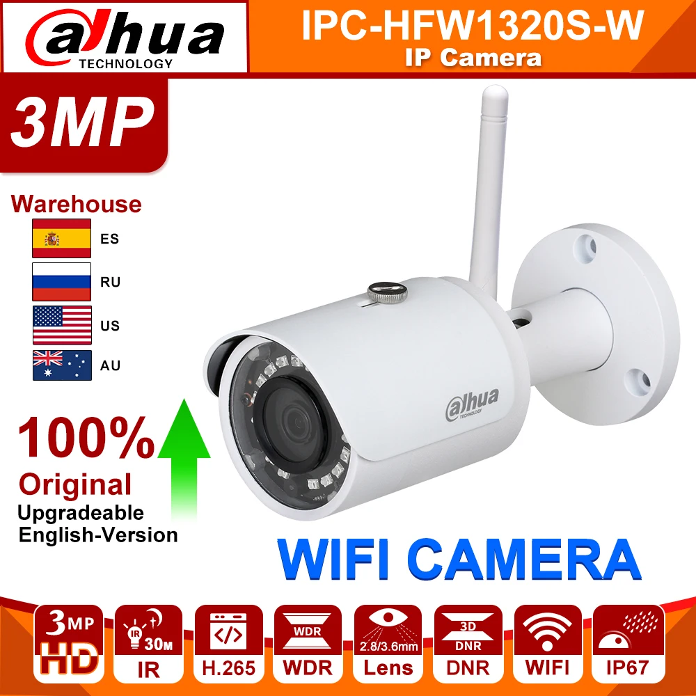 Dahua оригинальный IPC HFW1320S W 3MP WiFi 30 м IR IP67 слот для sd карты Смарт BLC HLC DWDR Беспроводная