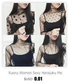 Пикантные сетчатые Топы harajuku Прозрачная Футболка открытая Прозрачная майка с длинным рукавом в горошек сетчатые Топы Клубная звезда с сердцем