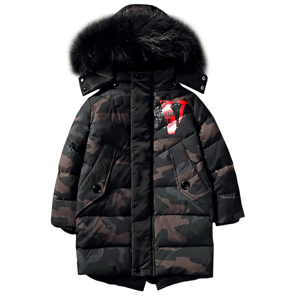 

Пуховик с капюшоном для мальчиков, зимняя теплая верхняя одежда с буквенным принтом, ветрозащитная одежда для подростков, топы с длинным ру...