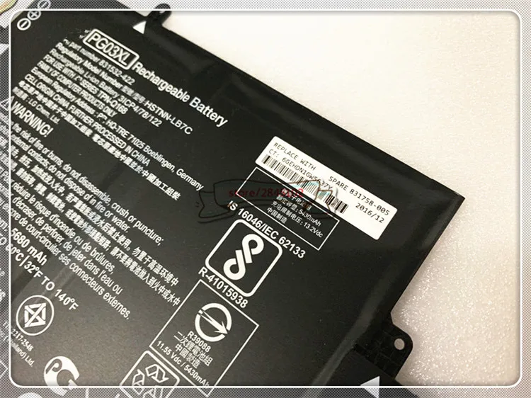 11 55 V 65wh 5430mAh PG03XL Аккумулятор для ноутбука TPN Q168 831532 421|notebook battery|battery for notebookbattery notebook