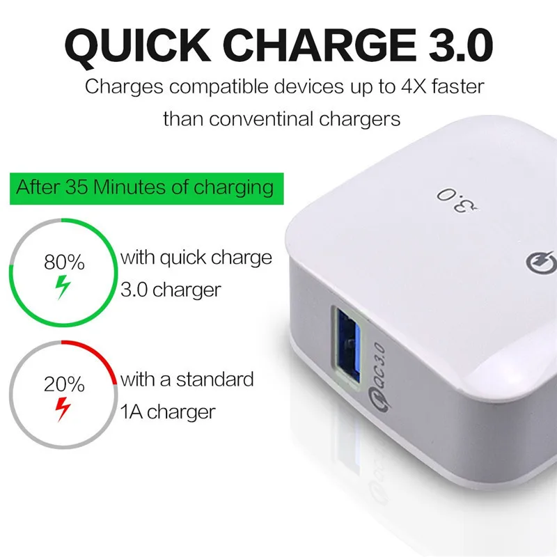 18 Вт телефон USB зарядное устройство Quick Charge 3 0 быстрый мобильный QC Зарядка через