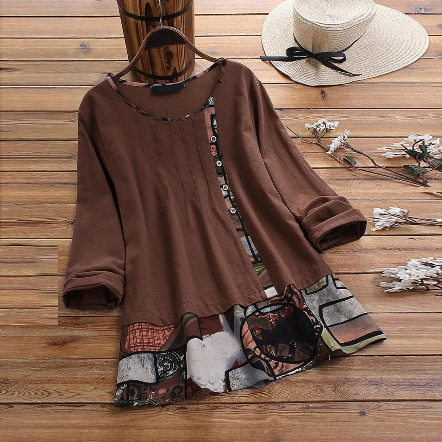M-5XL повседневная женская Свободная блузка топ из хлопка и льна винтажная