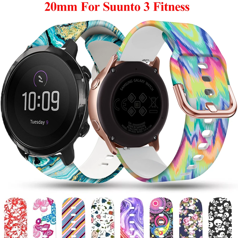 Силиконовый ремешок для часов с умным принтом сменный Браслет SUUNTO 3 спортивный