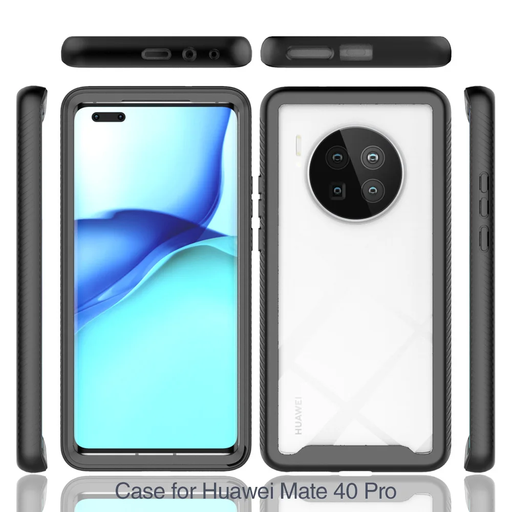

For Huawei Mate 40 Pro Case Soft Bumper + Crystal Clear Hard Back Panel 360 Protect Shockproof Cover For Mate 40 Pro Plus capa