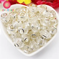 10pcs set clear glass spacer beads crystal cut faceted rondelle big hole murano charms fit pandora bracelet snake chain jewelry