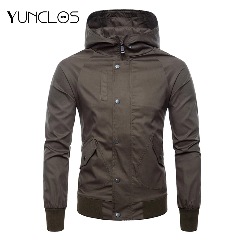Мужская однотонная куртка с капюшоном для весны и осени спортивное пальто