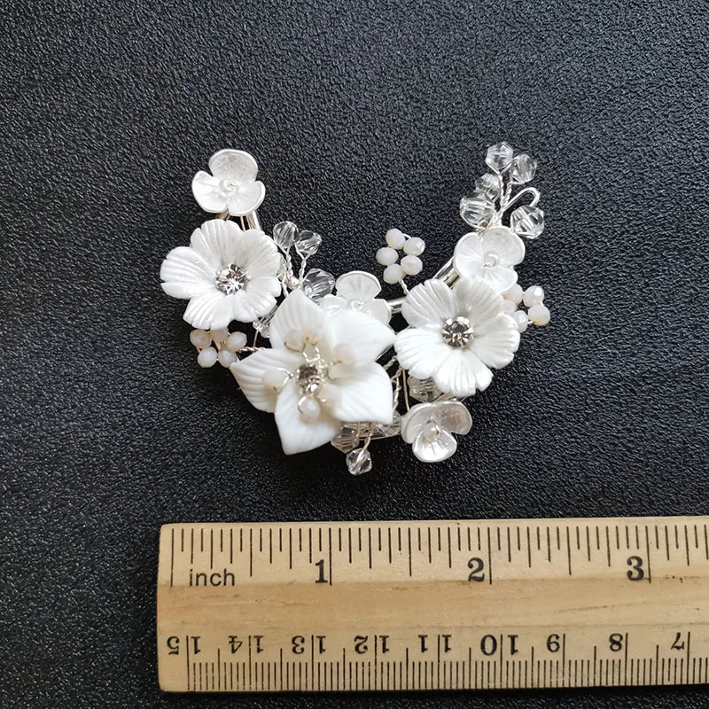 Женские Цветочные заколки для волос SLBRIDAL Металлические Керамические ручной
