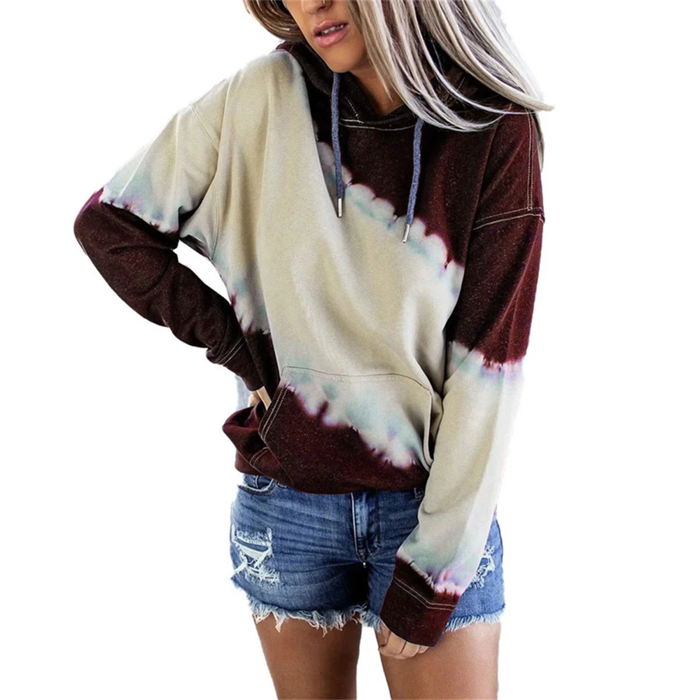 

Tie dye printed long sleeve Hoodie for women