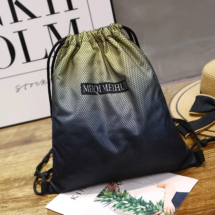 

Gradient Printed Canvas Storage Drawstring Pocket Drawstring Backpack Lightweight Sports Travel