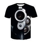 Новинка лета 2021, футболка с забавным 3d-рисунком металлического пистолета, уличная одежда с 3D-принтом, футболка Беретта, пистолет, модная повседневная черная футболка с коротким рукавом