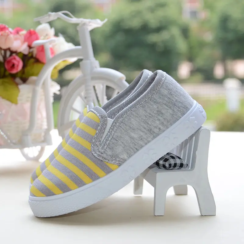 

JY Baby Girls Boys First Walker Kid Infant Canvas Toddler Stripe Shoes 18-31 1-6years B-7 Royal blue Yellow P13