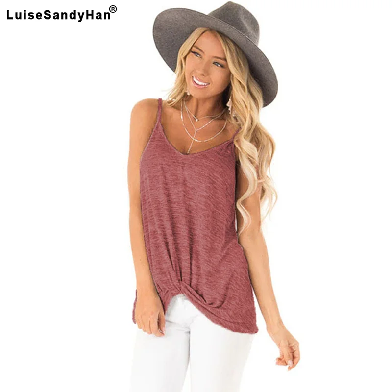 Женский топ без рукавов с вырезом на спине Круглый ворот тонкий хлопок каждый