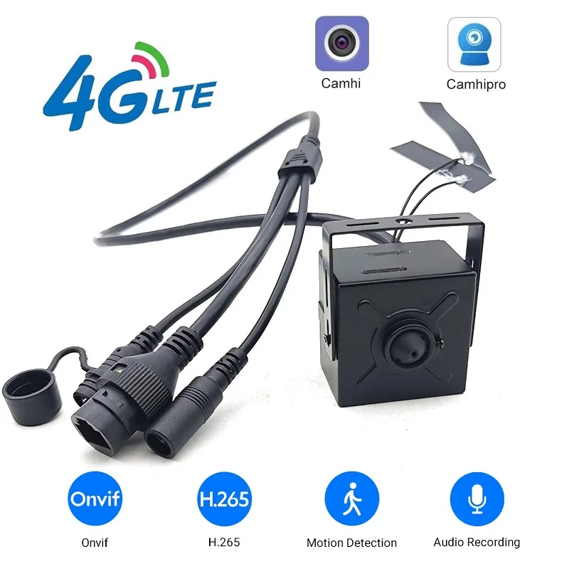 

2MP/5MP 4G LTE Mini IP Camera 3G/4G SIM Card Portable CCTV Pinhole Security Camera P2P Audio H265 Surveillance Monitor Camhi APP