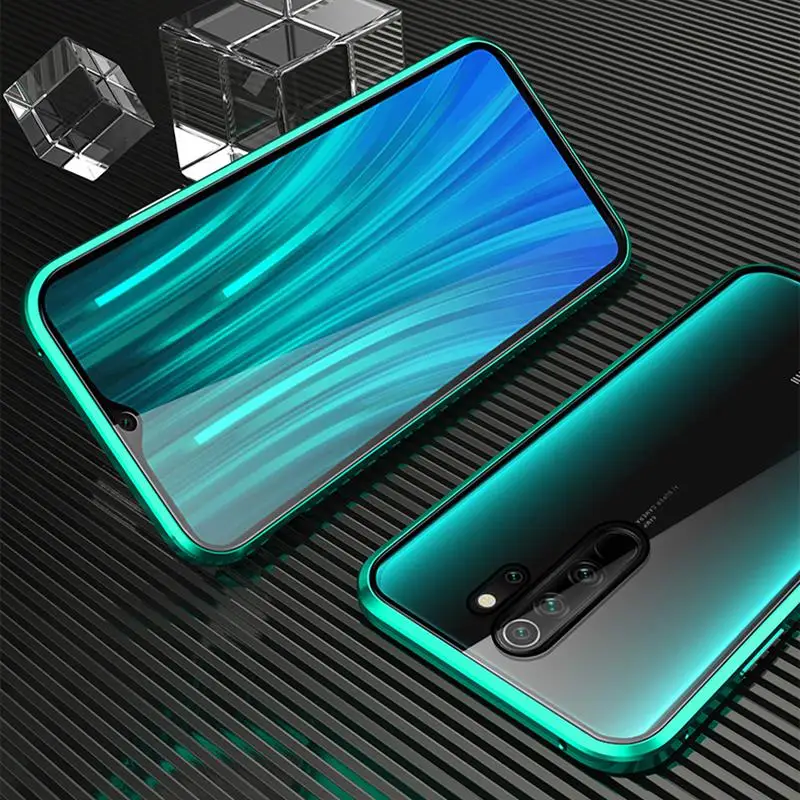 

360 Magnetic Adsorption Metal Case For Xiaomi Redmi Note 10 9T 9 8 7 Pro K40 9A 9C For Xiaomi 11 M3 X3 Double-Sided Glass Cover