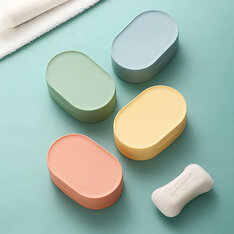 Caja de jab&oacute;n impermeable para viaje, soporte de jab&oacute;n creativo de Color s&oacute;lido, estante de drenaje para el hogar, accesorios de ba&ntilde;o-3