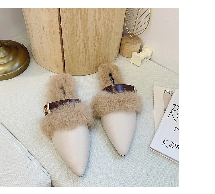 BeautyFeet/; женские летние меховые тапочки; женские плюшевые прозрачные сандалии из искусственного меха с квадратным носком; повседневные уличные шлепанцы на плоской подошве