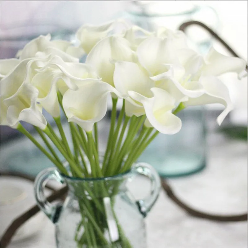 

10pcs Bridal Wedding Artificial White Calla Lily Flowers Simulation Decorations