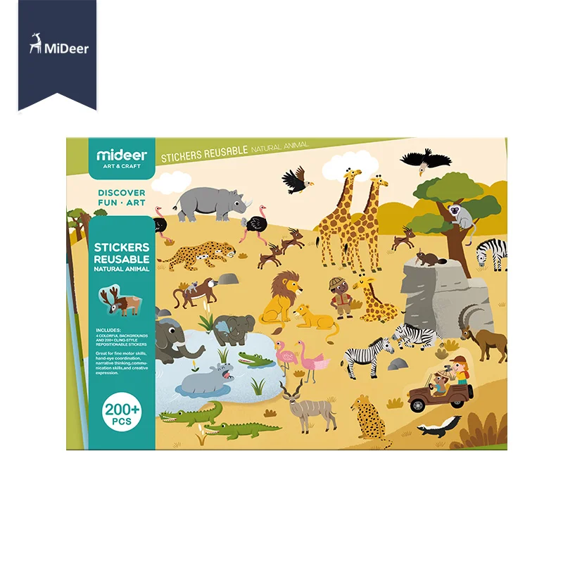 Natural Animal MiDeer новые многоразовые наклейки книга игровой коврик коллекция детские развивающие игрушки для детей головоломка подарок Съемный Фон сцены - Цвет: Natural Animal