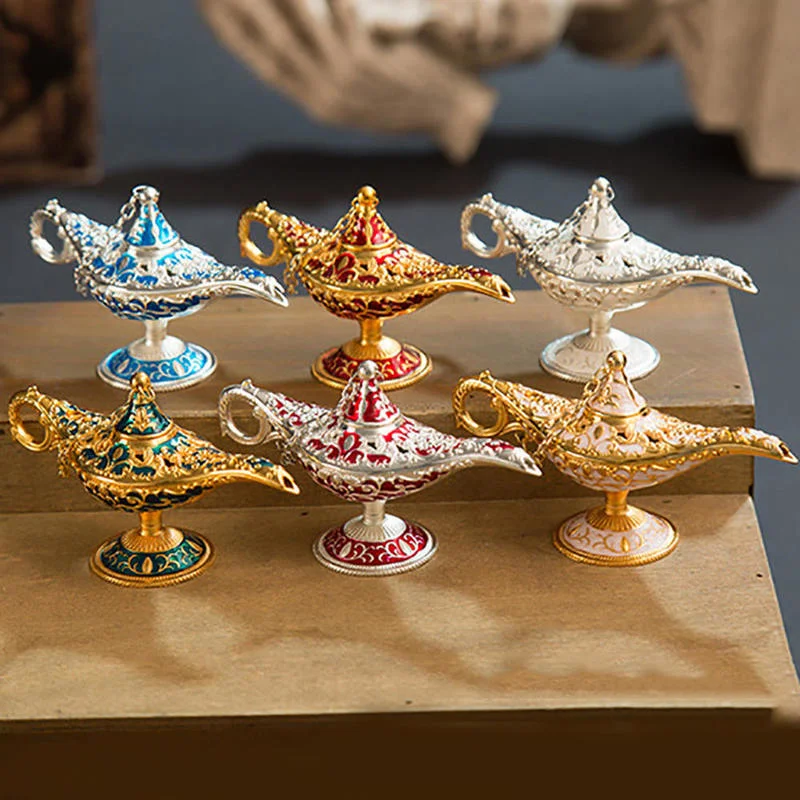 

New Aladdin Magic Lamp Decoration Miniature Figurines European Vintage Home Decor Russian ing Lamp Metal Decorations Crafts