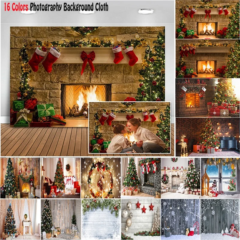 

Фон для фотосъемки с изображением камина рождественской вечеринки