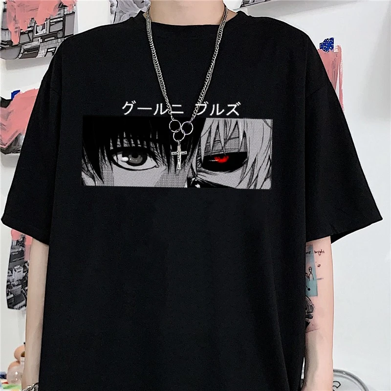 

2021 Anime Punk Tokyo Ghoul Kaneki Ken Print Loose T-shirt Harajuku Casual Cool Chic Cartoon Streetwear Funimation Women TShirt