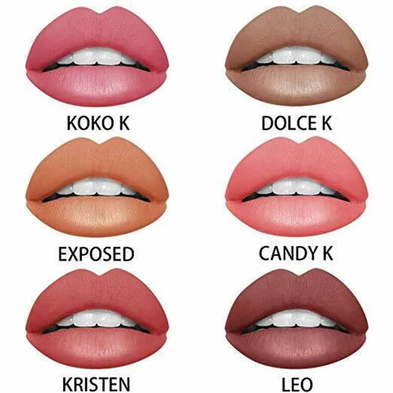 Водостойкий 6 шт. Золотой Матовый жидкий блеск для губ Набор такой же, как Kyliejenner день рождения издание Макияж Губная помада длительного действия Cometics