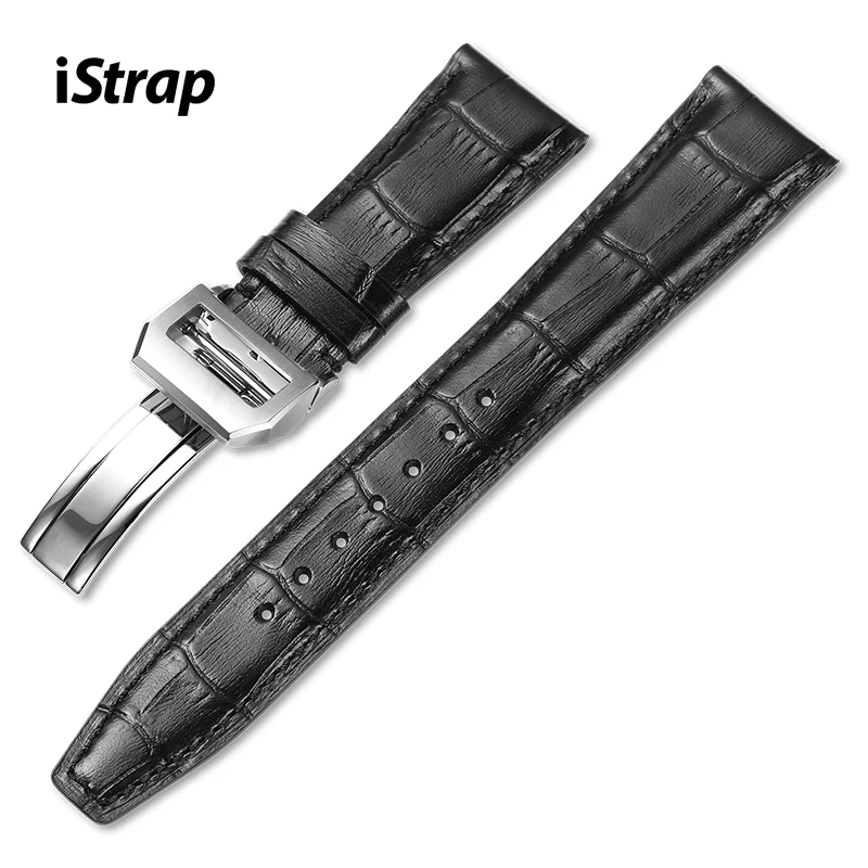 

iStrap Luxury Watch Strap Italian Alligator Grain Handmade 20mm 21mm 22mm Genuine Leather Bracelet Deployment Buckle Watch Band