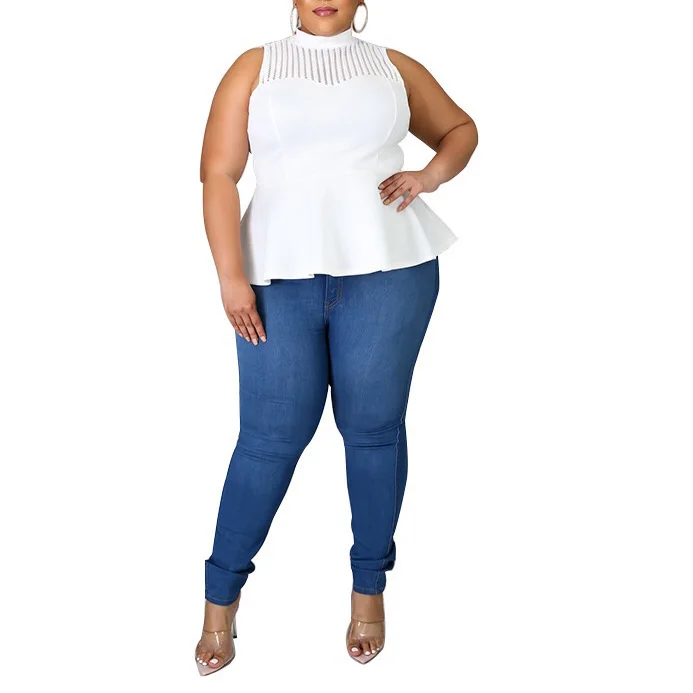 Размера плюс блузка для женщин 4XL 5XL 2021 летние однотонные белые платья на бретелях