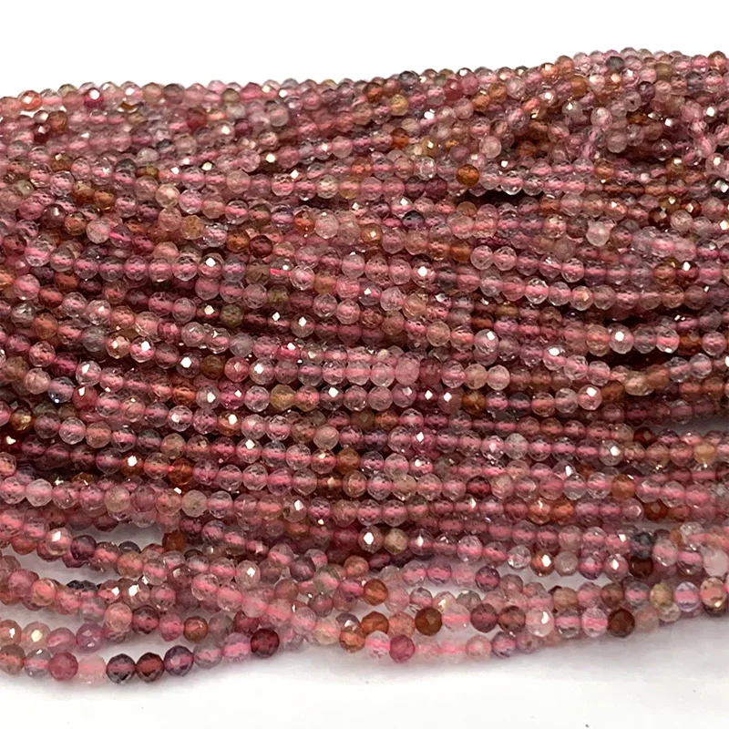 High quality Natural Genuine Spinel Spinelle шпинель Pink Purple Multicolour Faceted Small Round Beads 2mm 3mm 06383 | Украшения и