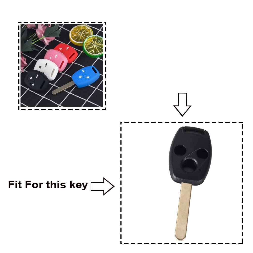 KEYYOU Silicone Car Key Cover Case Fob Remote Shell 2003 2008 2009 2010 2011 2012 For Honda Accord CRV Civic Fit Pilot |