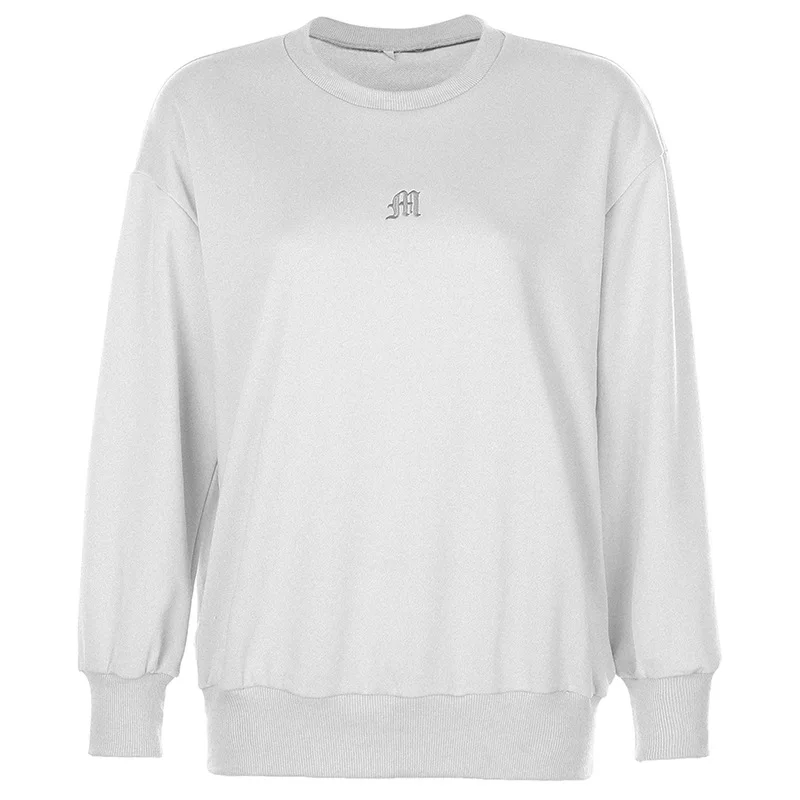 

Women's Oversized Loose O Neck Long Sleeve Pullover Streetwear Solid Color Letter Print Casual Sweatshirts Autumn Spring Hip Hop