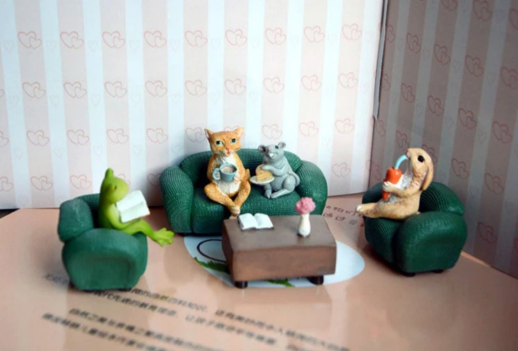 

8pcs/lot Creative Cat Mouse Set Cartoon Doll Animal Birthday Gift Figurines Model Simulation Crafts Toy Home Decor Accessories