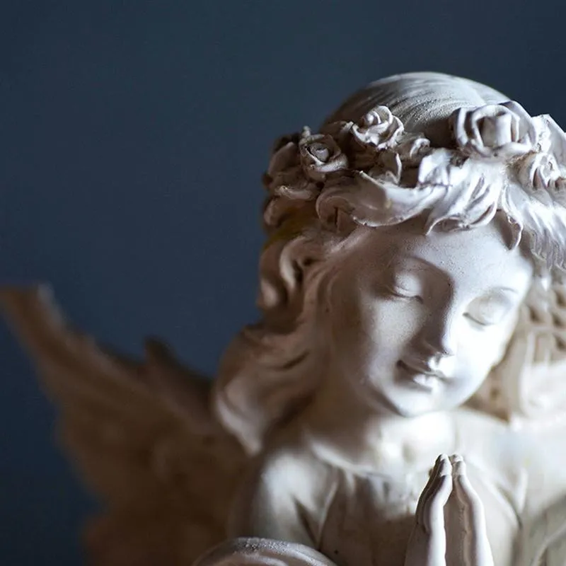 

Nordic Resin Angel Sculpture White Angel Miniature Figurines Handicraft Statue Decor Home Living Room Bookcase Decoration Crafts