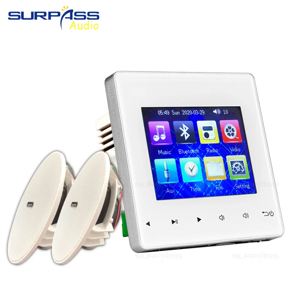 

Домашняя фоновая музыкальная система в стене усилитель Bluetooth-Совместимость 2,8 дюймов Touck Key 2x10 Вт плеер с 6-дюймовый потолочный динамик