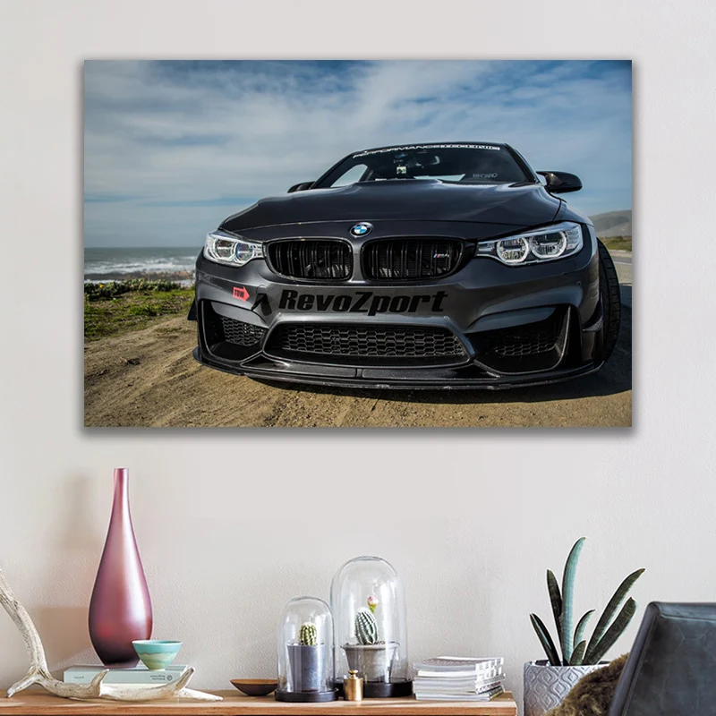 

Printed Wall Art Super Sport Car Black B M W M4 Vehicle Poster Canvas Painting for Room Decor