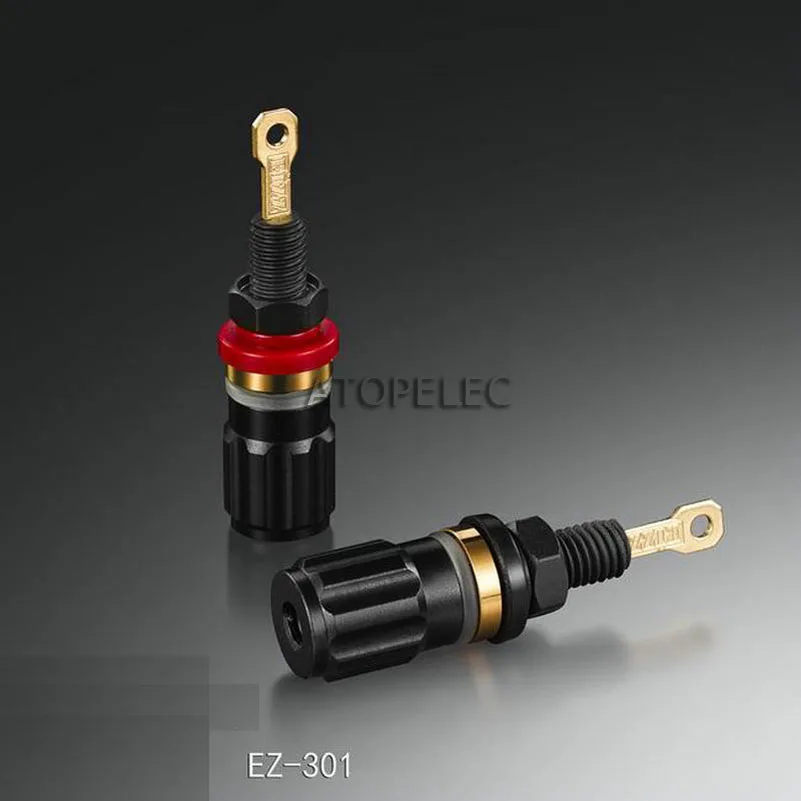 2 шт. EIZZ 24K позолоченный Красный медный динамик AMP связующий столб HiFi банановый
