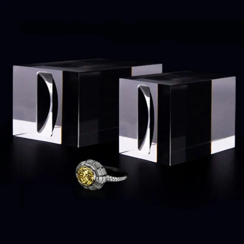 

Clear Acrylic Square Jewelry Holder Cosmetics Display Stand Pad Necklace Rings Show Rack Photography Props