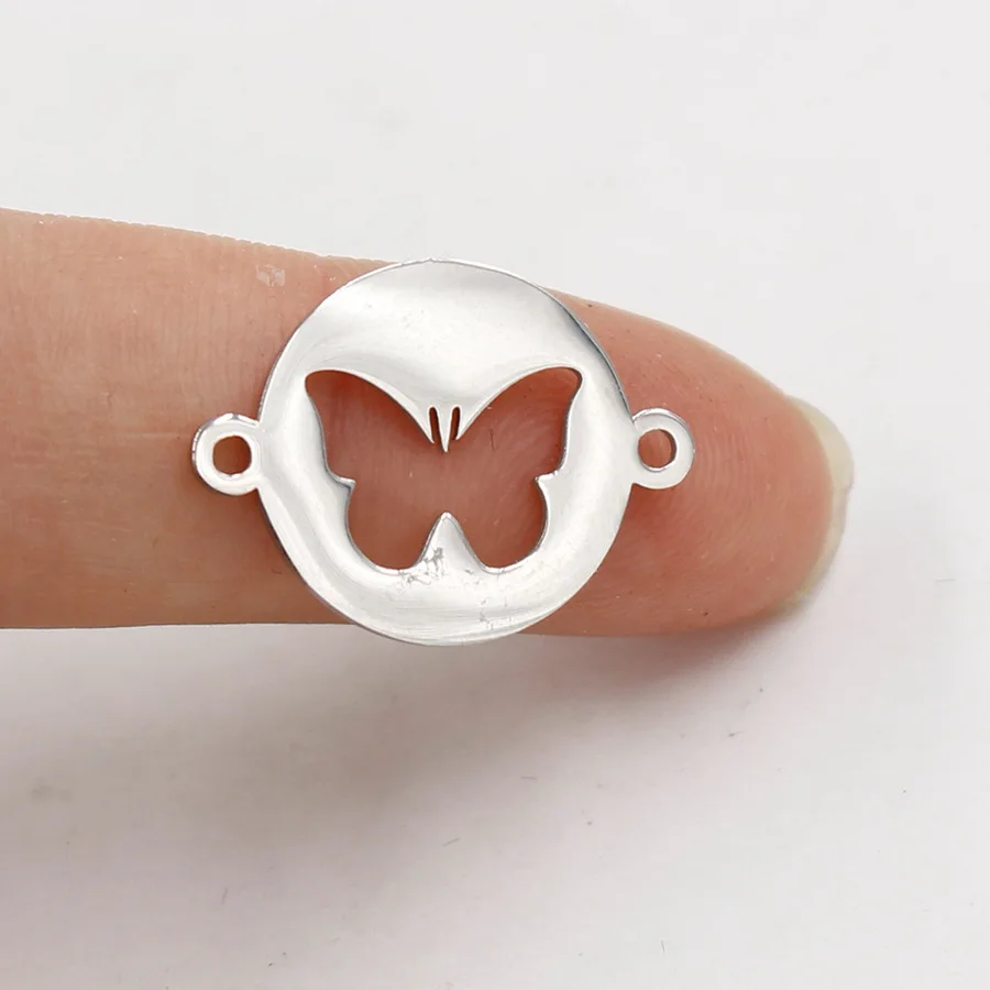 Подвеска-бабочка из нержавеющей стали ожерелье соединитель зеркальная