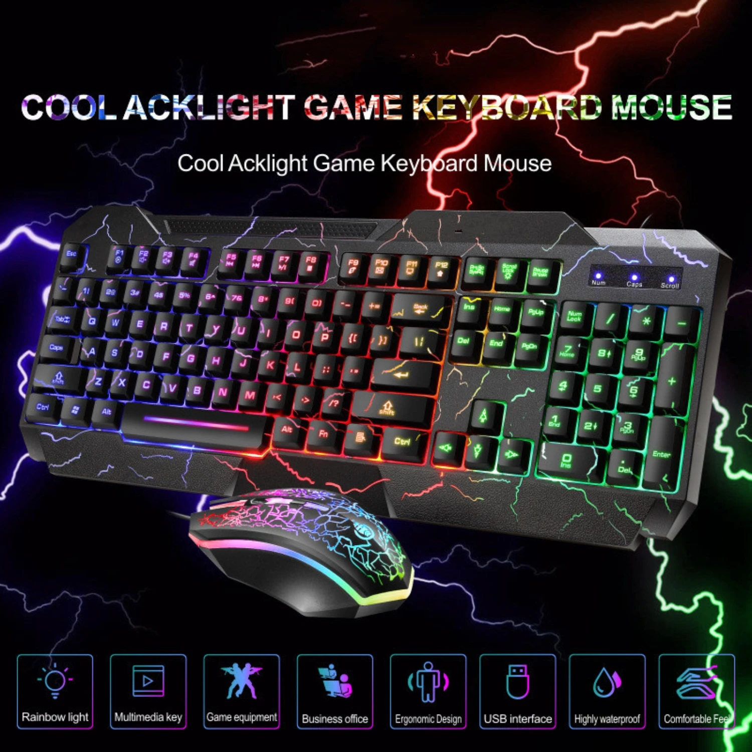 rgb backlit gamer keyboard and mouse combos led usb wired multimedia ergonomics gaming keyboards for pc computer desktop teclado free global shipping
