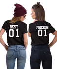 Женская футболка с коротким рукавом, с надписью Best 01 Friend 01